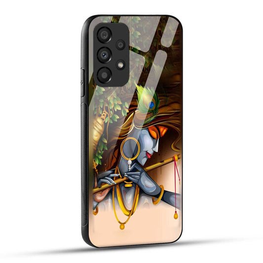 Samsung Galaxy A73 5G Back Cover Lord Krishna with Flute Printed Glass Case