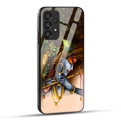 Samsung Galaxy A73 5G Back Cover Lord Krishna with Flute Printed Glass Case