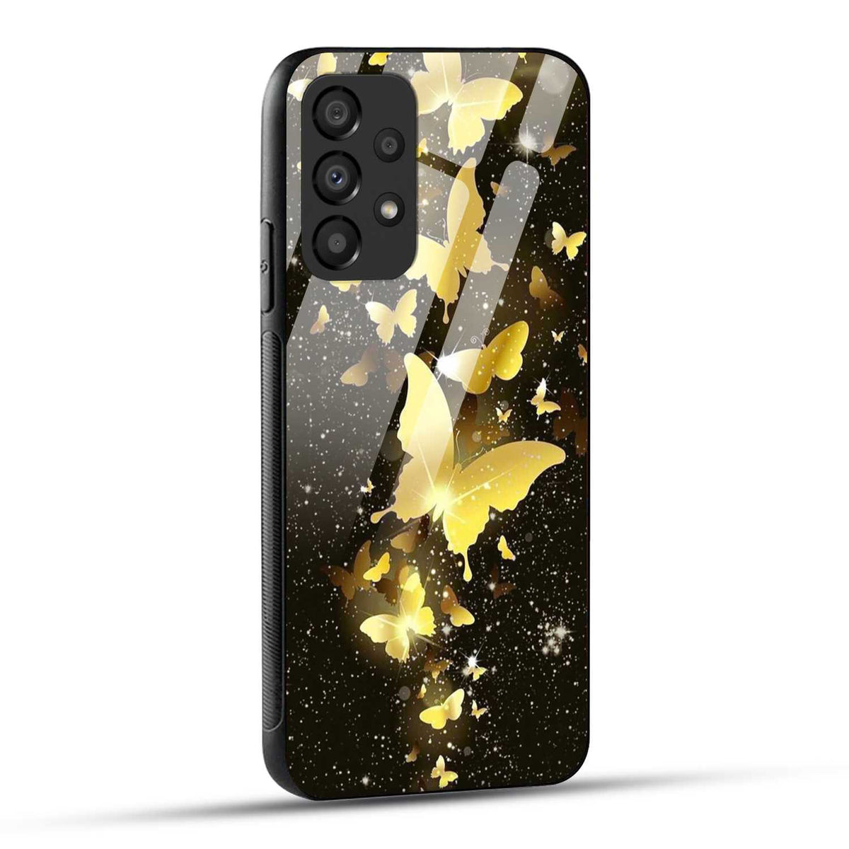 Samsung Galaxy A73 5G Back Cover Golden Butterfly Printed Glass Case