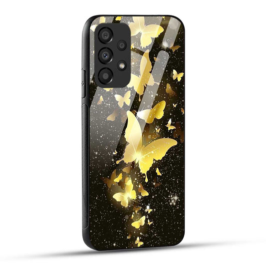 Samsung Galaxy A73 5G Back Cover Golden Butterfly Printed Glass Case