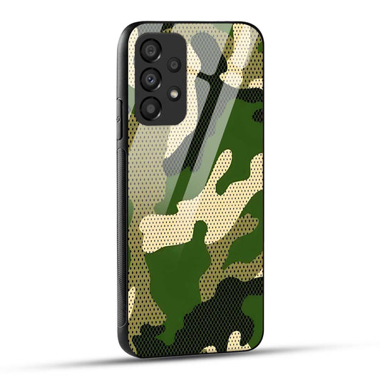 Samsung Galaxy A73 5G Back Cover Camouflage Printed Glass Case