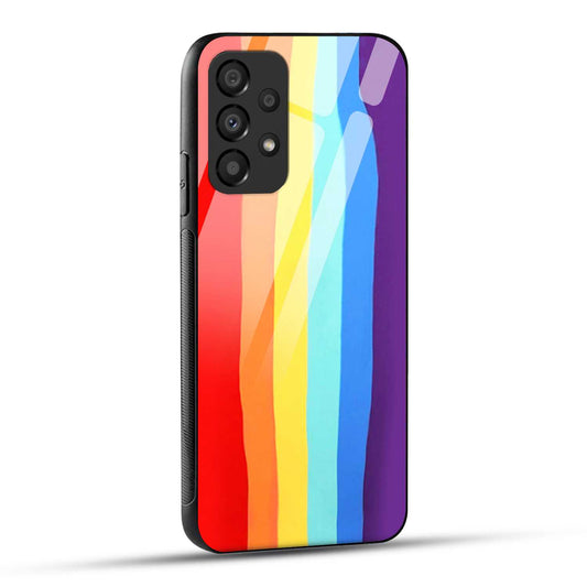 Samsung Galaxy A73 5G Back Cover Rainbow Color Printed Glass Case