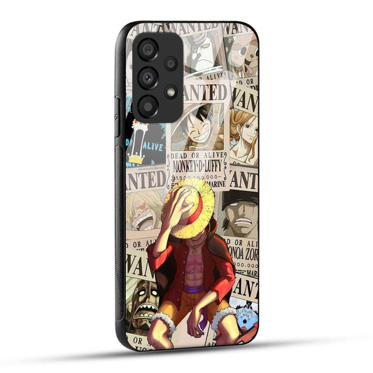 Samsung Galaxy A73 5G Back Cover Anime One Piece Wanted Luffy  Printed Glass Case