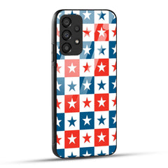 Samsung Galaxy A53 5G Back Cover Blue And Red Star Print Printed Glass Case