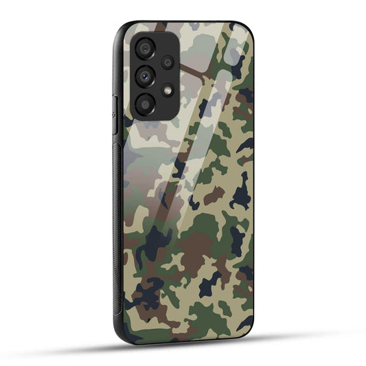 Samsung Galaxy A73 5G Back Cover Army Pattern Printed Glass Case
