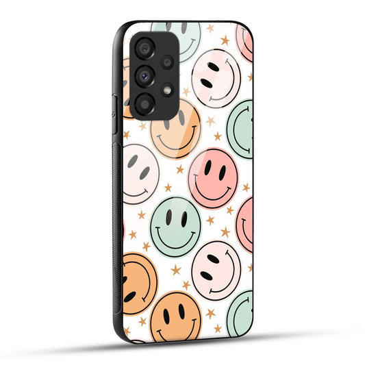 Samsung Galaxy A73 5G Back Cover Smiling Flowers And Stars Printed Glass Case