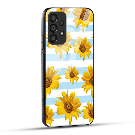 Samsung Galaxy A73 5G Back Cover Beautiful Sunflower Doodle Printed Glass Case