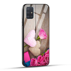 Samsung Galaxy A51 Back Cover Pink Roses Glass Case