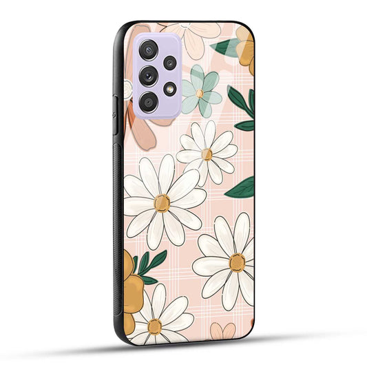 Samsung Galaxy A52 / A52 5G / A52S / A52s 5G Back Cover Retro Flower Art Printed Glass Case