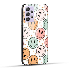 Samsung Galaxy A52 / A52 5G / A52S / A52s 5G Back Cover Smiling Flowers And Stars Printed Glass Case