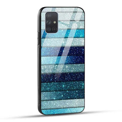 Samsung Galaxy A71 Back Cover Blue Glitter Glass Case