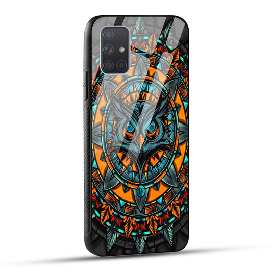 Samsung Galaxy A71 Back Cover Attractive Owl Printed Glass Case
