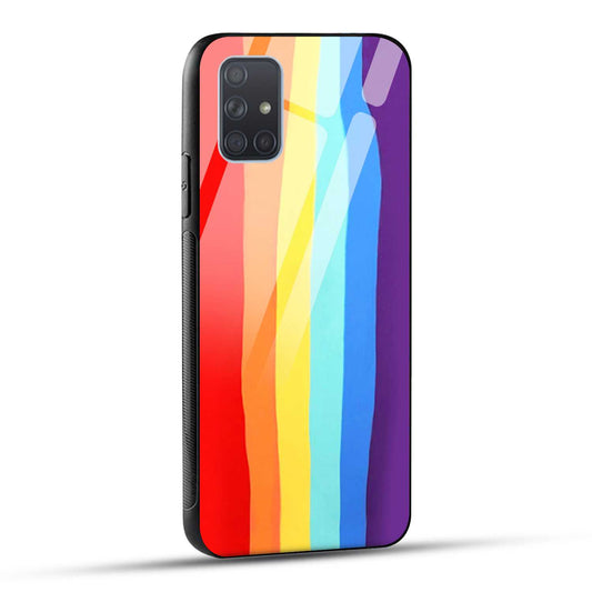 Samsung Galaxy A71 Back Cover Rainbow Color Printed Glass Case