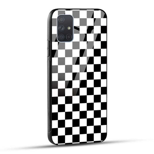 Samsung Galaxy A71 Back Cover Black and White Color Blocks Glass Case
