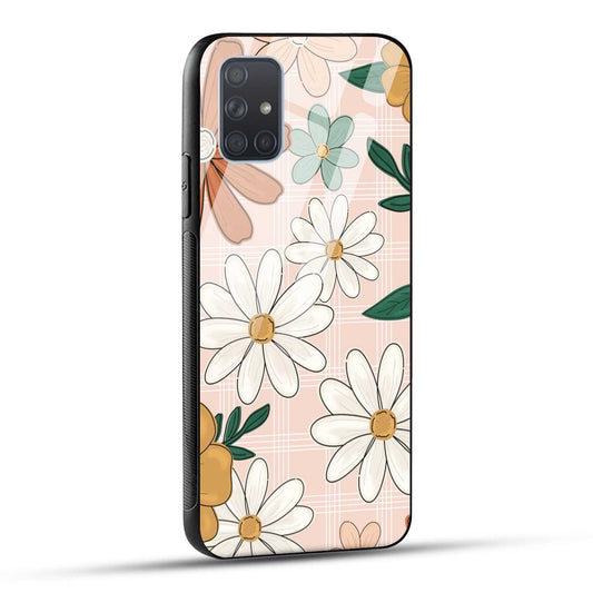 Samsung Galaxy A71 Back Cover Retro Flower Art Printed Glass Case