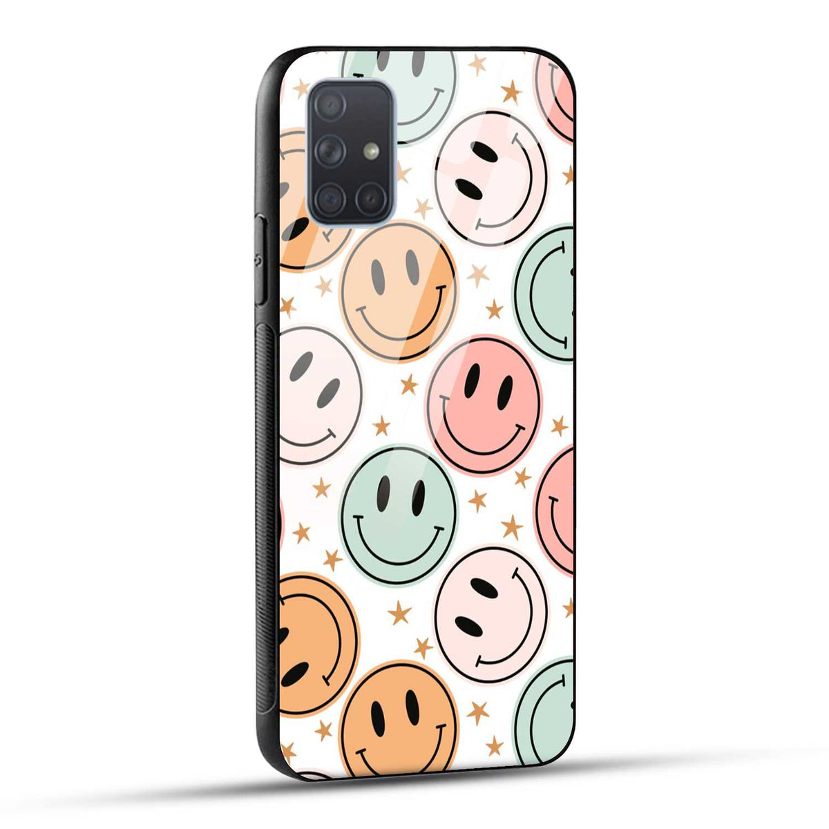 Samsung Galaxy A71 Back Cover Smiling Flowers And Stars Printed Glass Case