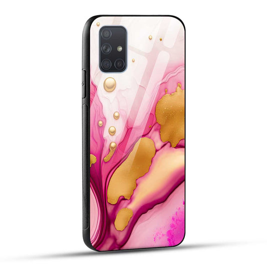 Samsung Galaxy A71 Back Cover Golden Marble Printed Glass Case