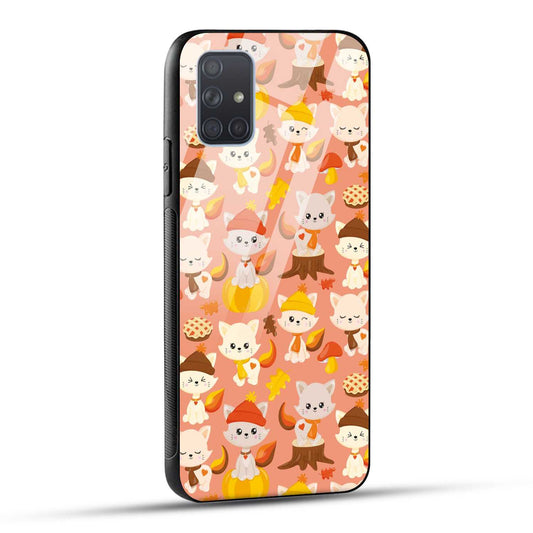Samsung Galaxy A71 Back Cover Cute Kittys Printed Glass Case