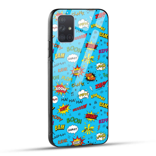 Samsung Galaxy A71 Back Cover Doodle Of Texts Printed Glass Case