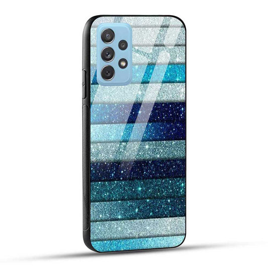 Samsung Galaxy A72 Back Cover Blue Glitter Glass Case
