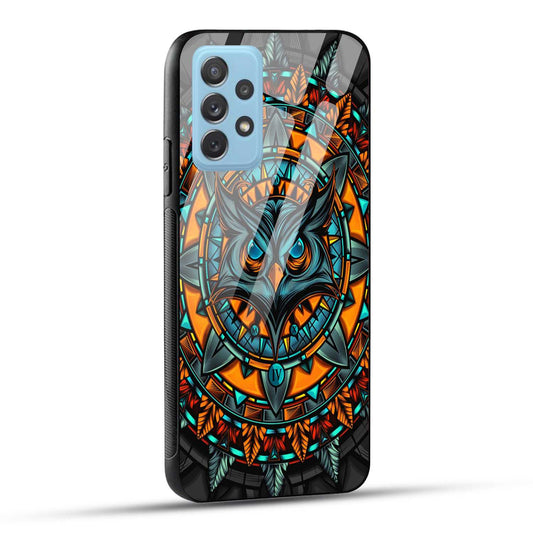 Samsung Galaxy A72 Back Cover Attractive Owl Printed Glass Case