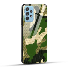Samsung Galaxy A72 Back Cover Camouflage Printed Glass Case