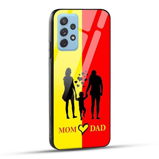 Samsung Galaxy A72 Back Cover Mom Dad Love Red Yellow Glass Case