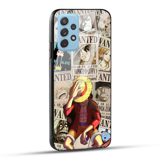 Samsung Galaxy A72 Back Cover Anime One Piece Wanted Luffy  Printed Glass Case