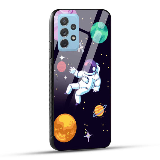 Samsung Galaxy A72 Back Cover Colorful Illustration Astronaut Printed Glass Case