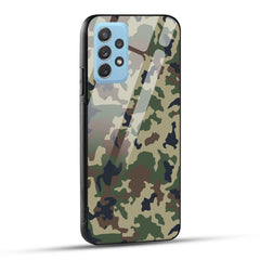 Samsung Galaxy A72 Back Cover Army Pattern Printed Glass Case