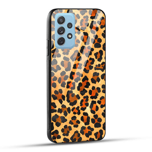 Samsung Galaxy A72 Back Cover Leopard Pattern Printed Glass Case