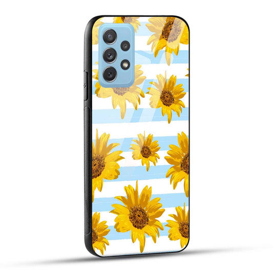 Samsung Galaxy A72 Back Cover Beautiful Sunflower Doodle Printed Glass Case