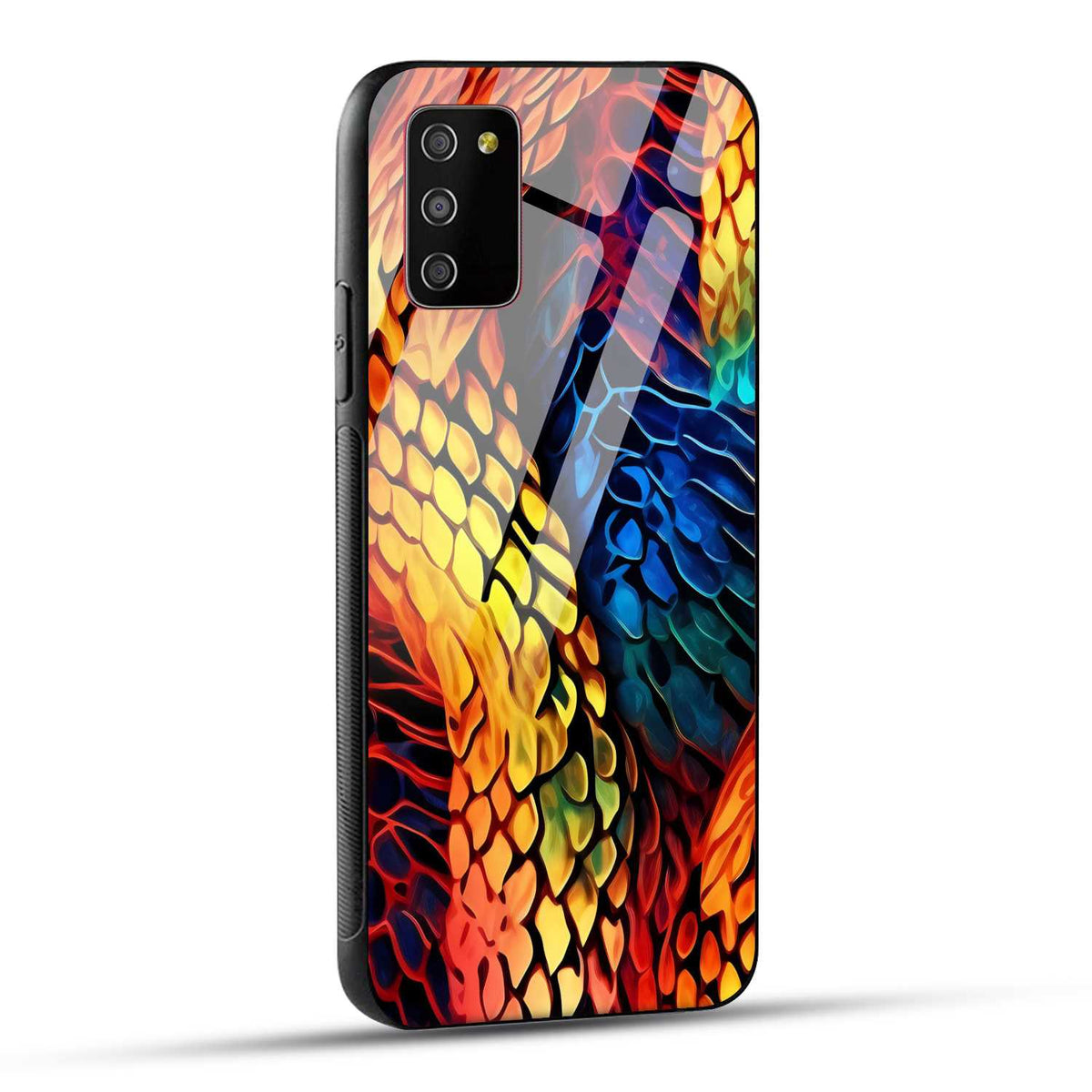 Samsung Galaxy M02s / Samsung Galaxy A03s / Samsung Galaxy F02S Back Cover Colorburst Jungle Rainbow Animal Spots Printed Glass Case