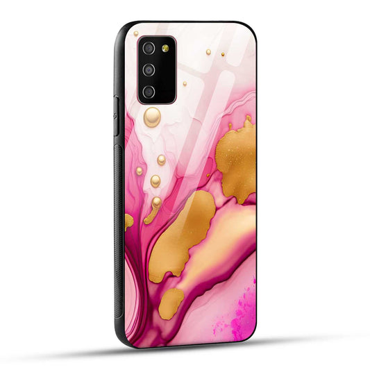 Samsung Galaxy M02s / Samsung Galaxy A03s / Samsung Galaxy F02S Back Cover Golden Marble Printed Glass Case