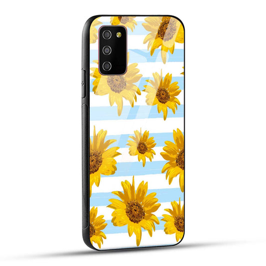 Samsung Galaxy M02s / Samsung Galaxy A03s / Samsung Galaxy F02S Back Cover Beautiful Sunflower Doodle Printed Glass Case