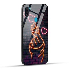 Samsung Galaxy M11 Back Cover Swag Cute Hearts Printed Glass Case