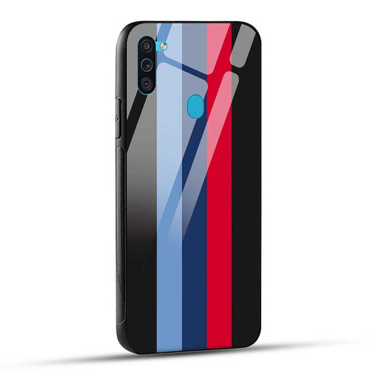 Samsung Galaxy M11 Back Cover Red Blue Stripes Glass Case