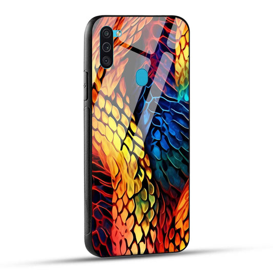 Samsung Galaxy M11 Back Cover Colorburst Jungle Rainbow Animal Spots Printed Glass Case