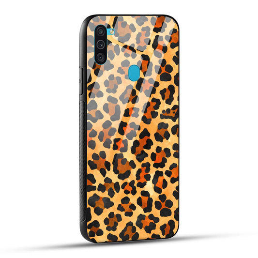 Samsung Galaxy M11 Back Cover Leopard Pattern Printed Glass Case