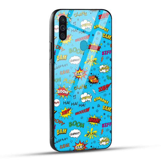 Samsung Galaxy M11 Back Cover Doodle Of Texts Printed Glass Case