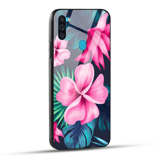 Samsung Galaxy M11 Back Cover Retro Flowers  Printed Glass Case