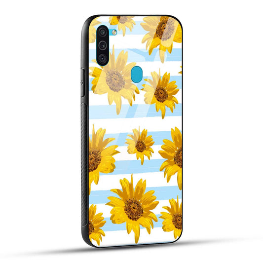 Samsung Galaxy M11 Back Cover Beautiful Sunflower Doodle Printed Glass Case