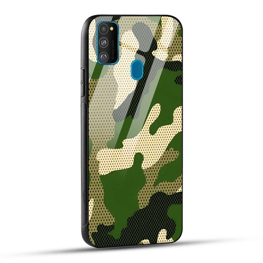 Samsung Galaxy M30s / Samsung Galaxy M21 / Samsung Galaxy M21 2021 Back Cover Camouflage Printed Glass Case