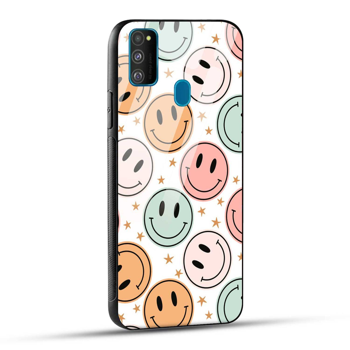 Samsung Galaxy M30s / Samsung Galaxy M21 / Samsung Galaxy M21 2021 Back Cover Smiling Flowers And Stars Printed Glass Case