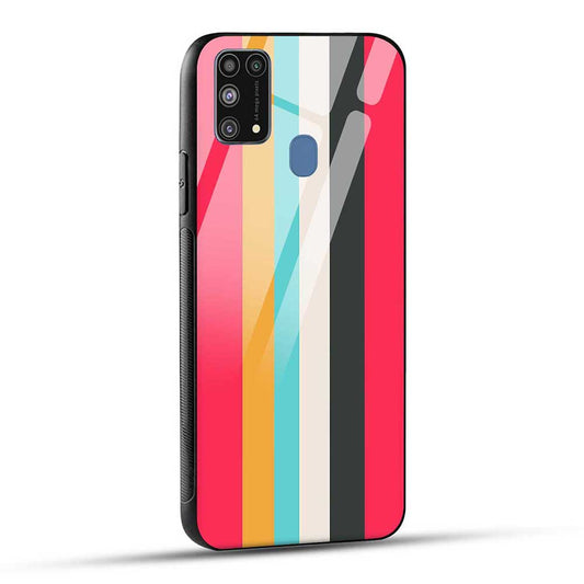 Samsung Galaxy M31 / F41 / M31 Prime Back Cover Multicolor Stripes Glass Case