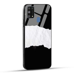 Samsung Galaxy M31 / F41 / M31 Prime Back Cover Black and White Pattern Glass Case