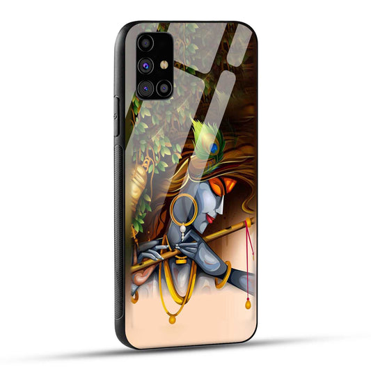 Samsung Galaxy M31s Back Cover Lord Krishna with Flute Printed Glass Case