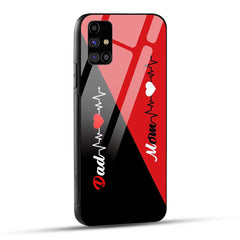 Samsung Galaxy M31s Back Cover Mom Dad Red Black Glass Case