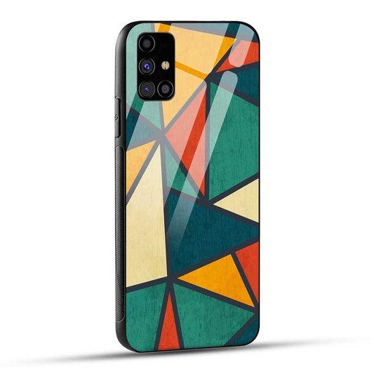 Samsung Galaxy M31s Back Cover Multicolor Triangles Glass Case