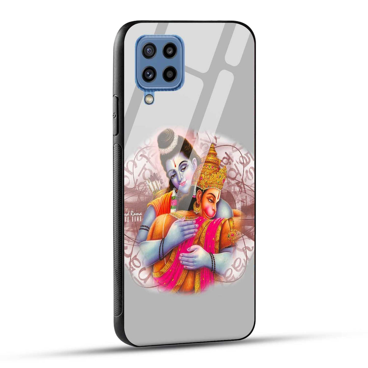 Samsung Galaxy M32 / Samsung Galaxy F22 Back Cover Hanuman and Ram Printed Glass Case